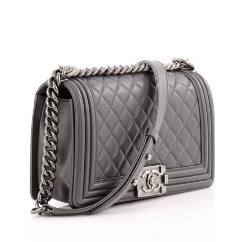 chanel boy grey calfskin|chanel black handbags.